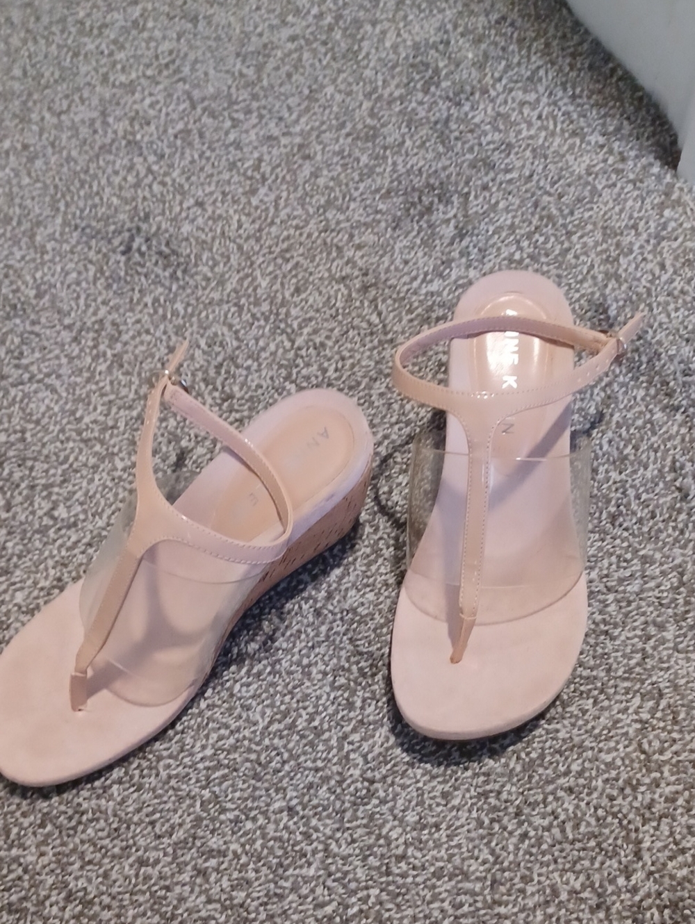 Nude T-Strap Wedge Sandals for Women